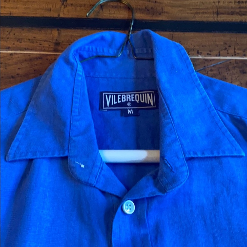 Vilebrequin men’s long sleeve blue linen shirt M